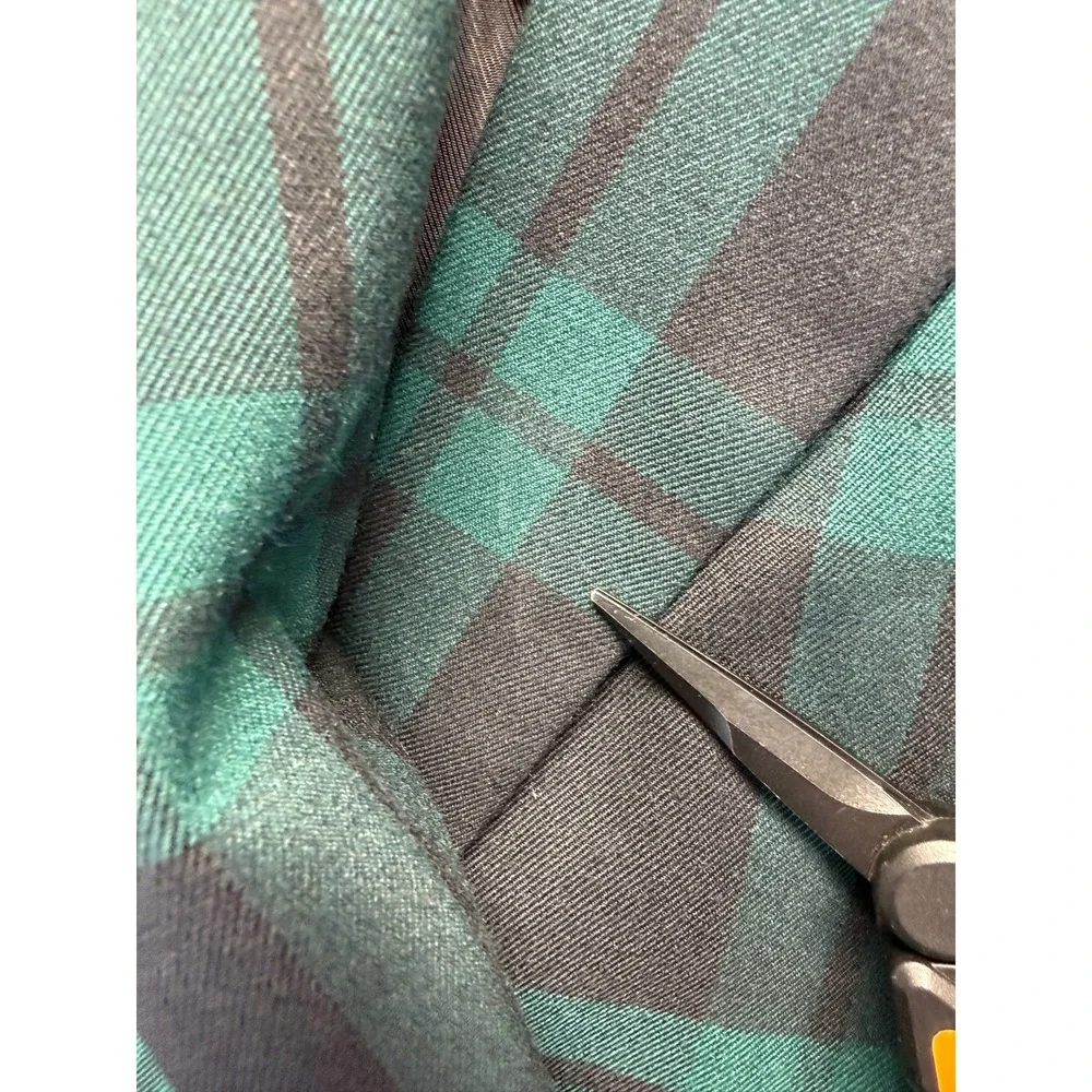 Antonio Melani‎ Blazer Jacket Womens 4 Green Black Plaid Double Breasted Formal